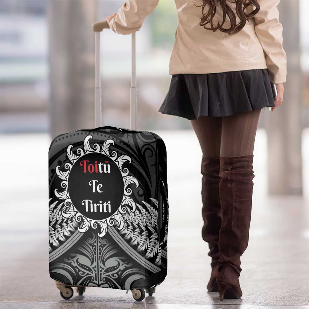 Toitu Te Tiriti Aotearoa Silver Fern Luggage Cover New Zealand Maori Pattern
