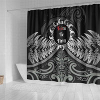 Toitu Te Tiriti Aotearoa Silver Fern Shower Curtain New Zealand Maori Pattern LT01 - Polynesian Pride