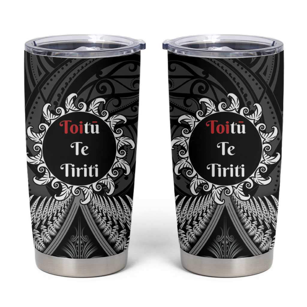 Toitu Te Tiriti Aotearoa Silver Fern Tumbler Cup Maori Pattern