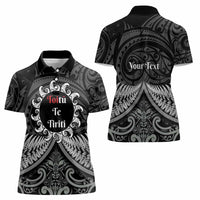 Personalised Toitu Te Tiriti Aotearoa Silver Fern Women Polo Shirt New Zealand Maori Pattern