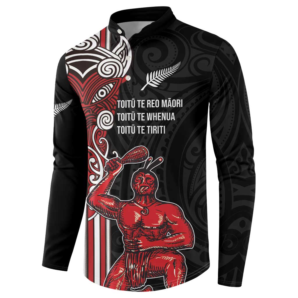 Toitu Te Reo Maori Toitu Te Whenua Toitu Te Tiriti Button Sweatshirt Maori Warrior New Zealand