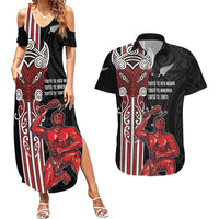 Toitu Te Reo Maori Toitu Te Whenua Toitu Te Tiriti Couples Matching Summer Maxi Dress and Hawaiian Shirt Maori Warrior New Zealand LT01 Black - Polynesian Pride