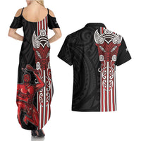 Toitu Te Reo Maori Toitu Te Whenua Toitu Te Tiriti Couples Matching Summer Maxi Dress and Hawaiian Shirt Maori Warrior New Zealand LT01 - Polynesian Pride
