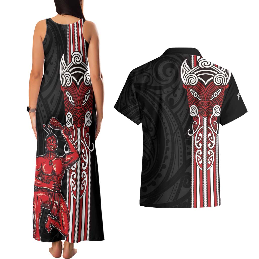 Toitu Te Reo Maori Toitu Te Whenua Toitu Te Tiriti Couples Matching Tank Maxi Dress and Hawaiian Shirt Maori Warrior New Zealand LT01 - Polynesian Pride