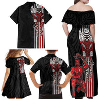 Toitu Te Reo Maori Toitu Te Whenua Toitu Te Tiriti Family Matching Off Shoulder Maxi Dress and Hawaiian Shirt Maori Warrior New Zealand LT01 - Polynesian Pride