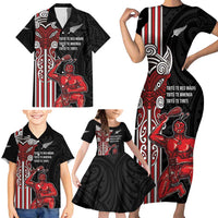 Toitu Te Reo Maori Toitu Te Whenua Toitu Te Tiriti Family Matching Short Sleeve Bodycon Dress and Hawaiian Shirt Maori Warrior New Zealand LT01 - Polynesian Pride