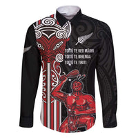 Toitu Te Reo Maori Toitu Te Whenua Toitu Te Tiriti Family Matching Short Sleeve Bodycon Dress and Hawaiian Shirt Maori Warrior New Zealand LT01 Dad's Shirt - Long Sleeve Black - Polynesian Pride