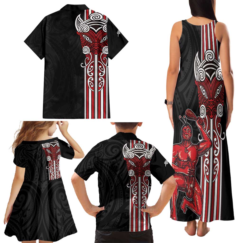 Toitu Te Reo Maori Toitu Te Whenua Toitu Te Tiriti Family Matching Tank Maxi Dress and Hawaiian Shirt Maori Warrior New Zealand LT01 - Polynesian Pride