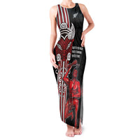 Toitu Te Reo Maori Toitu Te Whenua Toitu Te Tiriti Family Matching Tank Maxi Dress and Hawaiian Shirt Maori Warrior New Zealand LT01 Mom's Dress Black - Polynesian Pride