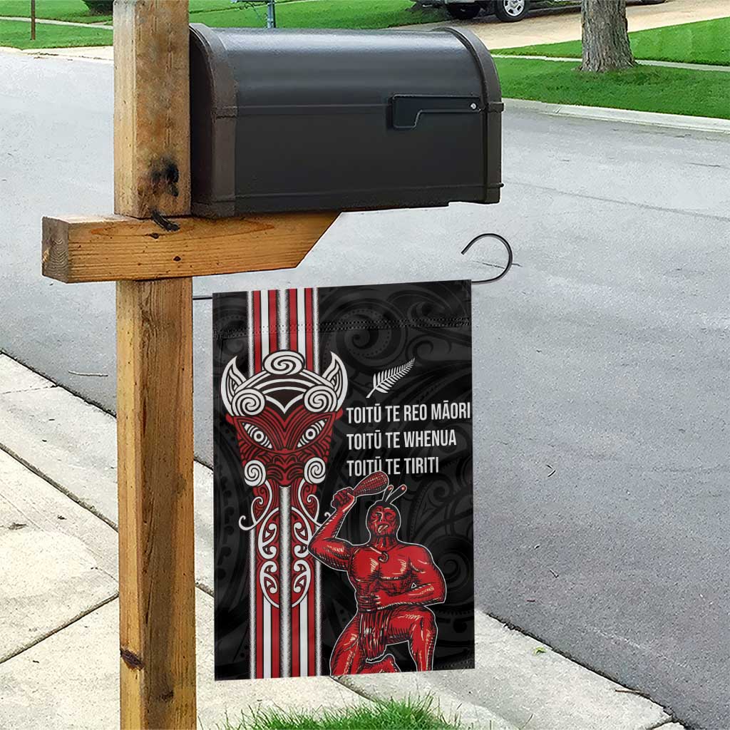 Toitu Te Reo Maori Toitu Te Whenua Toitu Te Tiriti Garden Flag Maori Warrior New Zealand