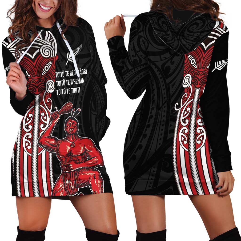 Toitu Te Reo Maori Toitu Te Whenua Toitu Te Tiriti Hoodie Dress Maori Warrior New Zealand