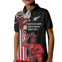 Toitu Te Reo Maori Toitu Te Whenua Toitu Te Tiriti Kid Polo Shirt Maori Warrior New Zealand LT01 Kid Black - Polynesian Pride
