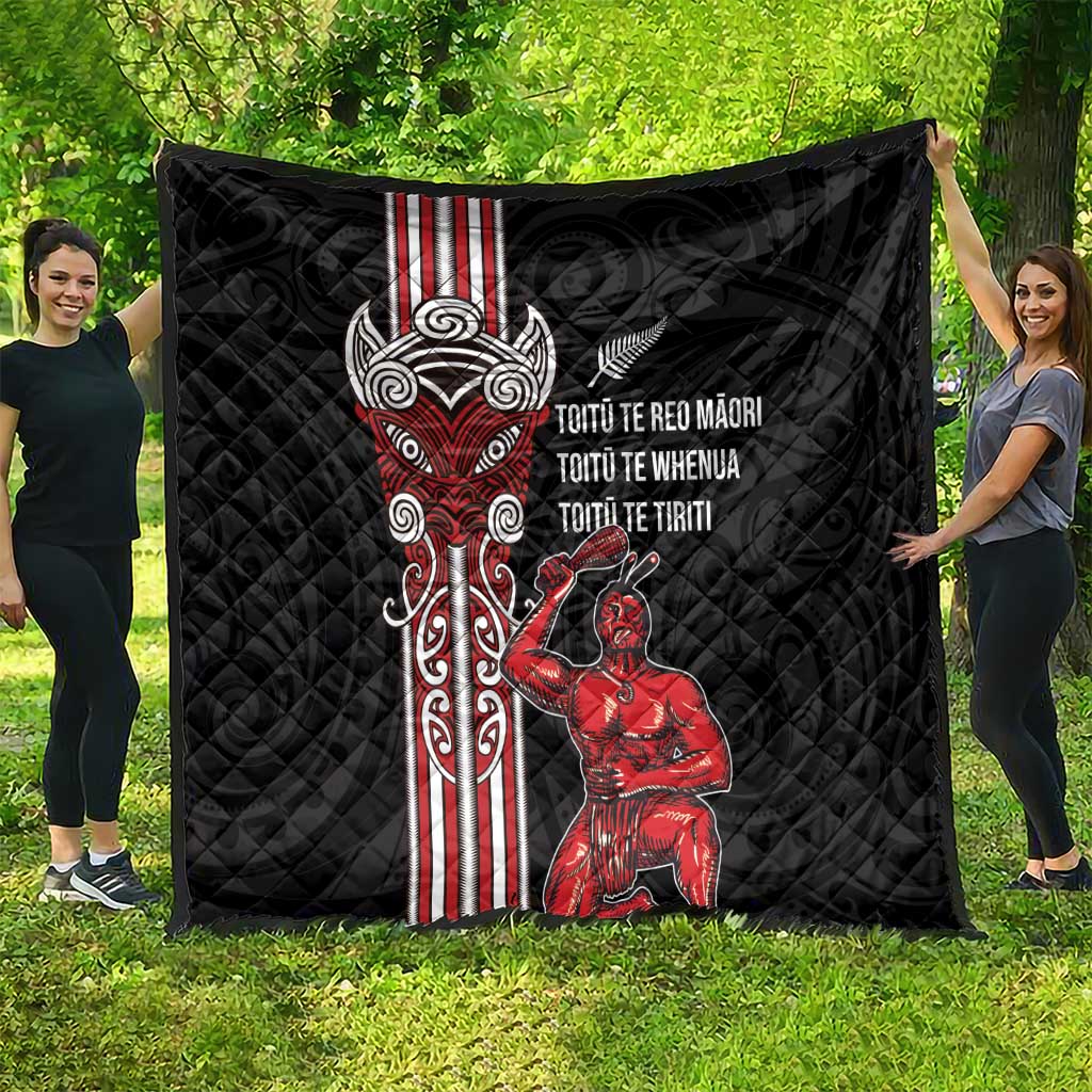 Toitu Te Reo Maori Toitu Te Whenua Toitu Te Tiriti Quilt Maori Warrior New Zealand LT01 - Polynesian Pride