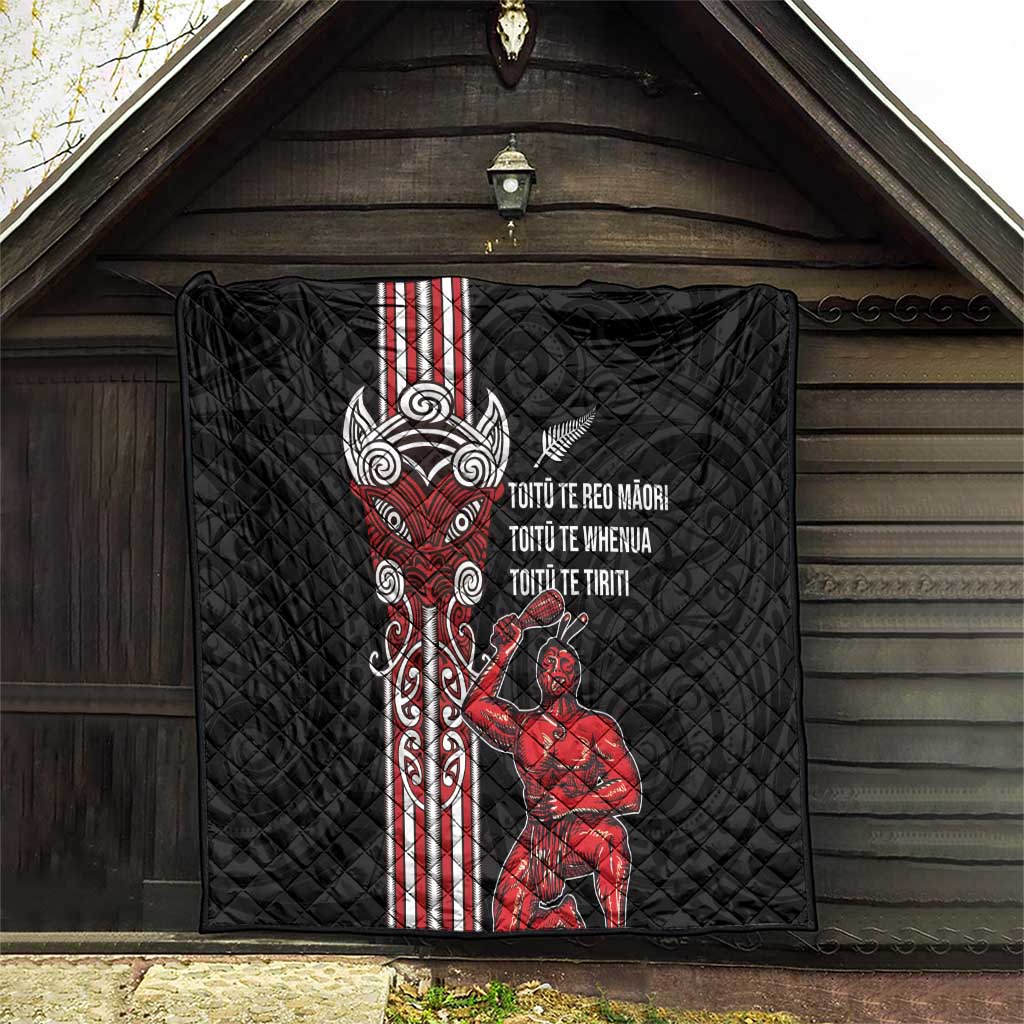 Toitu Te Reo Maori Toitu Te Whenua Toitu Te Tiriti Quilt Maori Warrior New Zealand LT01 - Polynesian Pride