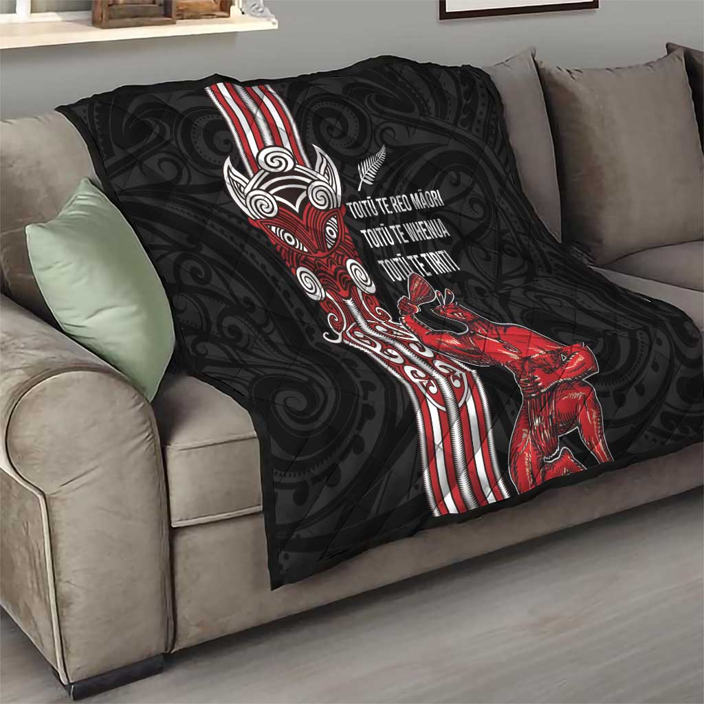 Toitu Te Reo Maori Toitu Te Whenua Toitu Te Tiriti Quilt Maori Warrior New Zealand LT01 - Polynesian Pride