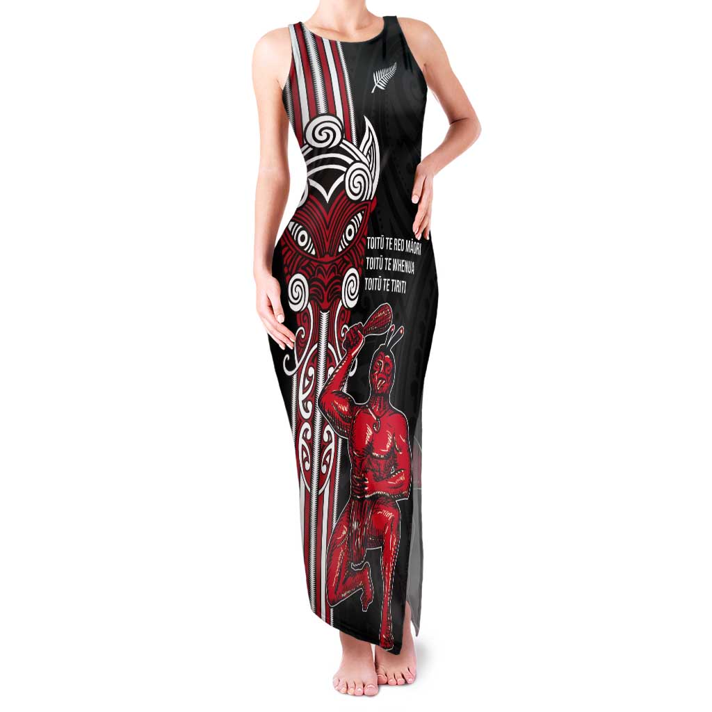 Toitu Te Reo Maori Toitu Te Whenua Toitu Te Tiriti Tank Maxi Dress Maori Warrior New Zealand