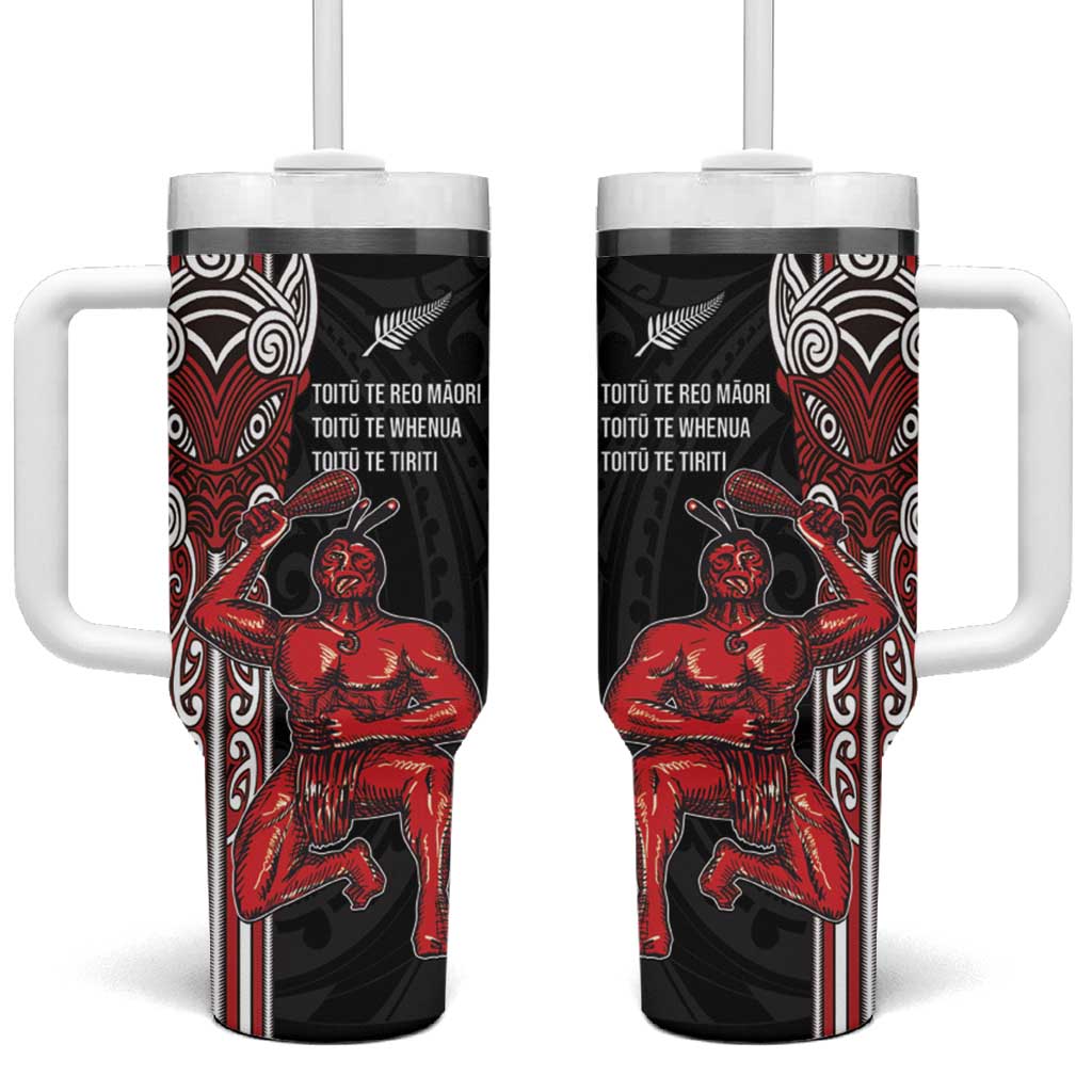 Toitu Te Reo Maori Toitu Te Whenua Toitu Te Tiriti Tumbler With Handle Maori Warrior