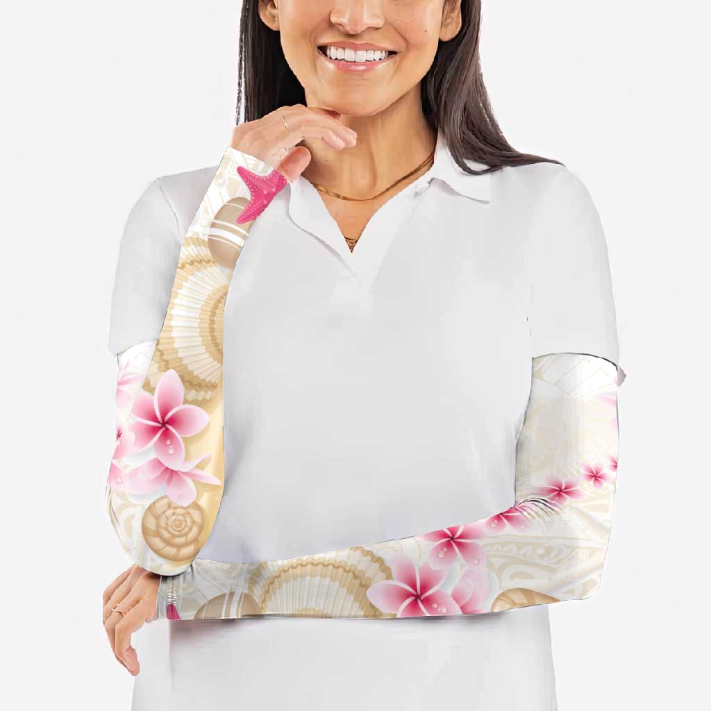 Beige Frangipani Sea Shell Arm Sleeves Starfish Polynesian Pattern - Polynesian Pride