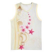 Beige Frangipani Sea Shell Basketball Jersey Starfish Polynesian Pattern LT01 Unisex Beige - Polynesian Pride