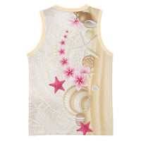 Beige Frangipani Sea Shell Basketball Jersey Starfish Polynesian Pattern LT01 - Polynesian Pride