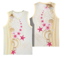 Beige Frangipani Sea Shell Basketball Jersey Starfish Polynesian Pattern LT01 - Polynesian Pride