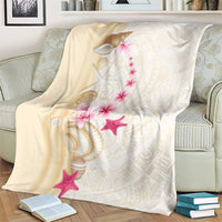 Beige Frangipani Sea Shell Blanket Starfish Polynesian Pattern - Polynesian Pride