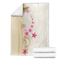 Beige Frangipani Sea Shell Blanket Starfish Polynesian Pattern - Polynesian Pride