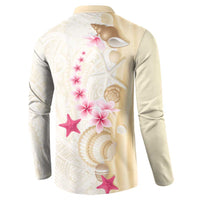 Beige Frangipani Sea Shell Button Sweatshirt Starfish Polynesian Pattern - Polynesian Pride