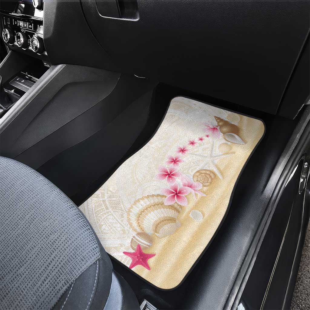 Beige Frangipani Sea Shell Car Mats Starfish Polynesian Pattern - Polynesian Pride