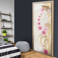 Beige Frangipani Sea Shell Door Cover Starfish Polynesian Pattern - Polynesian Pride