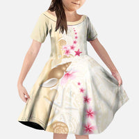 Beige Frangipani Sea Shell Family Matching Puletasi and Hawaiian Shirt Starfish Polynesian Pattern - Polynesian Pride