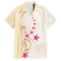 Beige Frangipani Sea Shell Family Matching Summer Maxi Dress and Hawaiian Shirt Starfish Polynesian Pattern LT01 Dad's Shirt - Short Sleeve Beige - Polynesian Pride