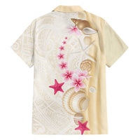 Beige Frangipani Sea Shell Family Matching Summer Maxi Dress and Hawaiian Shirt Starfish Polynesian Pattern LT01 - Polynesian Pride