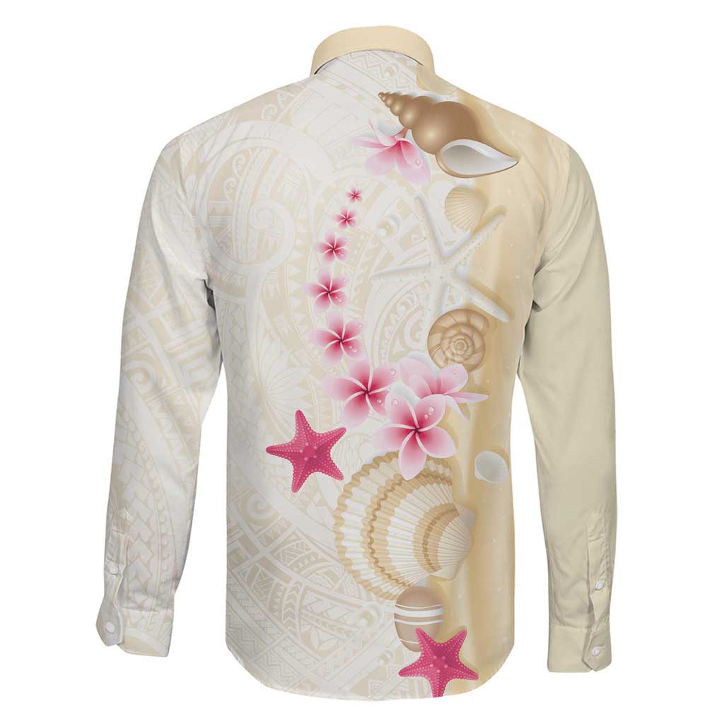 Beige Frangipani Sea Shell Family Matching Summer Maxi Dress and Hawaiian Shirt Starfish Polynesian Pattern LT01 - Polynesian Pride