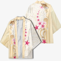 Beige Frangipani Sea Shell Kimono Starfish Polynesian Pattern LT01 - Polynesian Pride