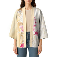Beige Frangipani Sea Shell Kimono Starfish Polynesian Pattern LT01 - Polynesian Pride