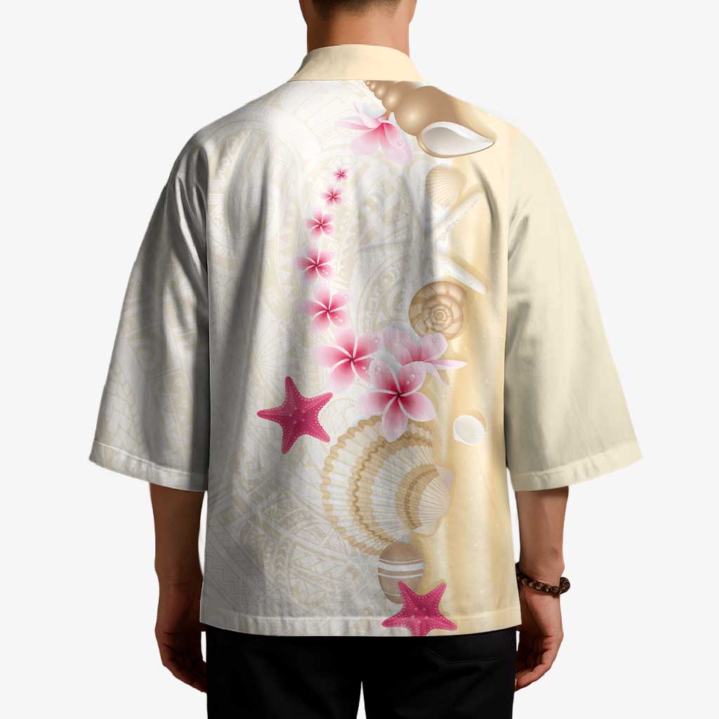 Beige Frangipani Sea Shell Kimono Starfish Polynesian Pattern LT01 - Polynesian Pride