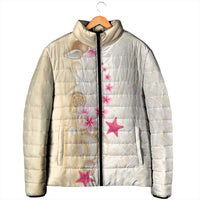 Beige Frangipani Sea Shell Padded Jacket Starfish Polynesian Pattern - Polynesian Pride
