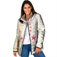 Beige Frangipani Sea Shell Padded Jacket Starfish Polynesian Pattern - Polynesian Pride