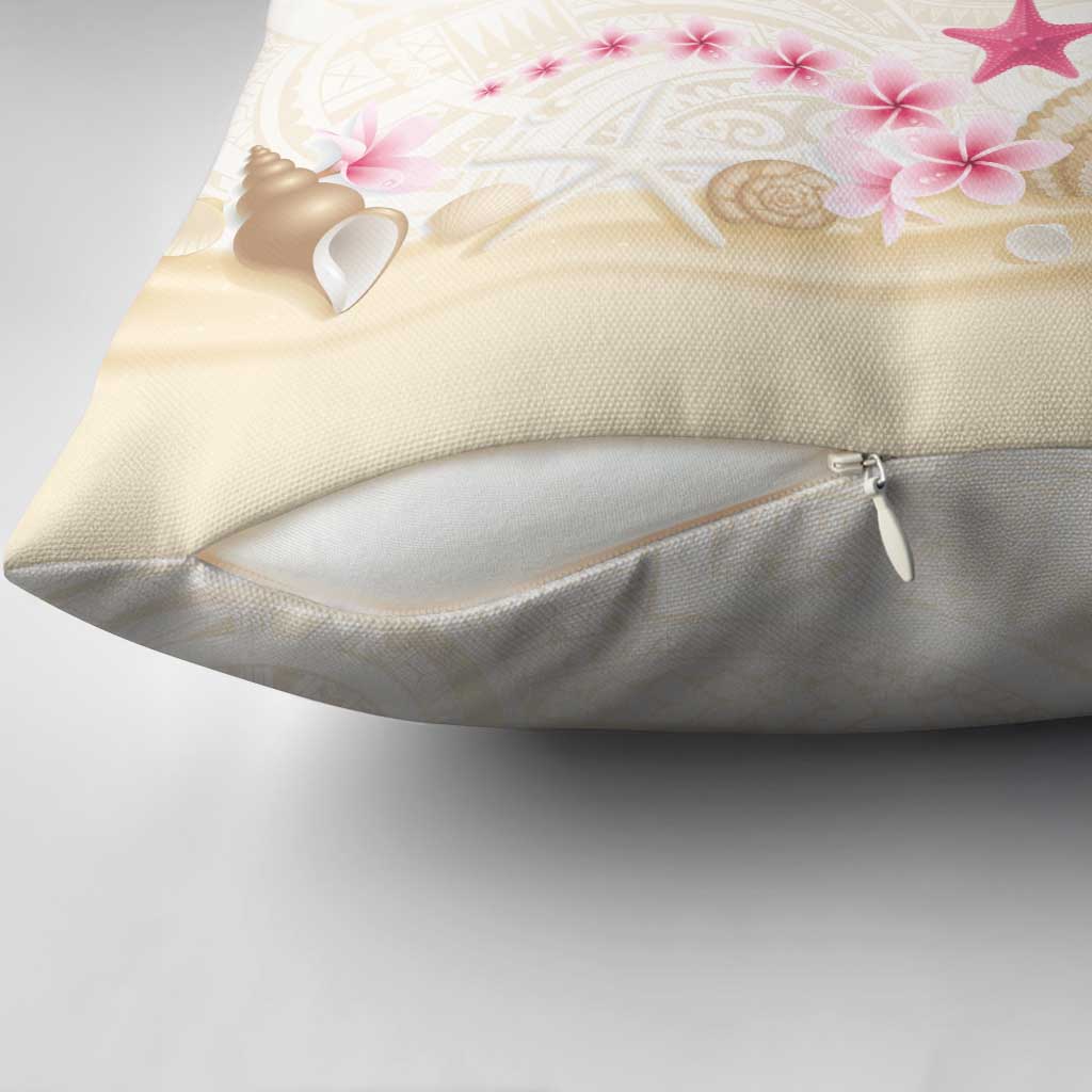 Beige Frangipani Sea Shell Pillow Cover Starfish Polynesian Pattern LT01 - Polynesian Pride