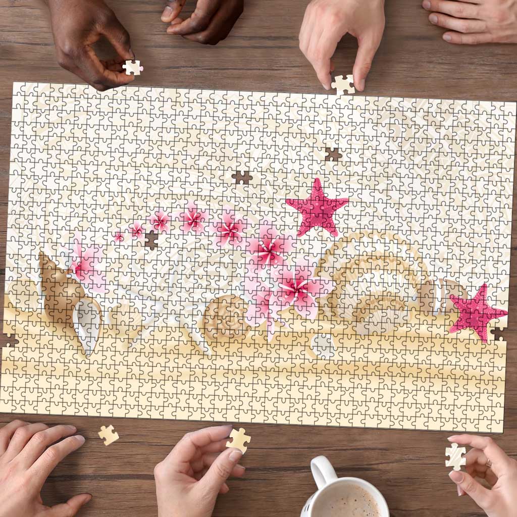 Beige Frangipani Sea Shell Puzzle Starfish Polynesian Pattern - Polynesian Pride