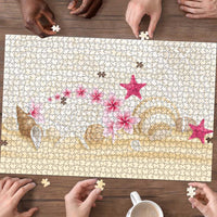 Beige Frangipani Sea Shell Puzzle Starfish Polynesian Pattern - Polynesian Pride