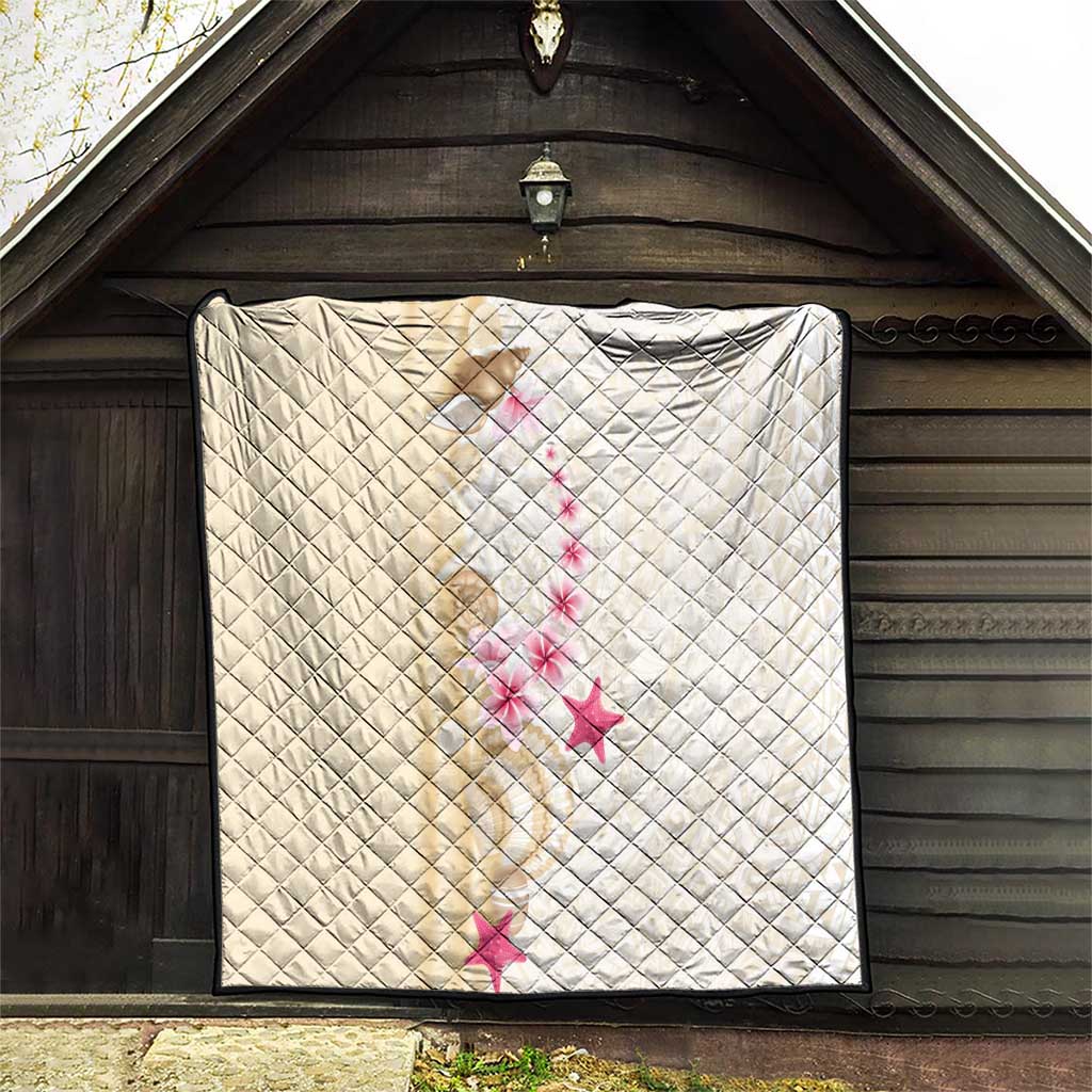 Beige Frangipani Sea Shell Quilt Starfish Polynesian Pattern - Polynesian Pride