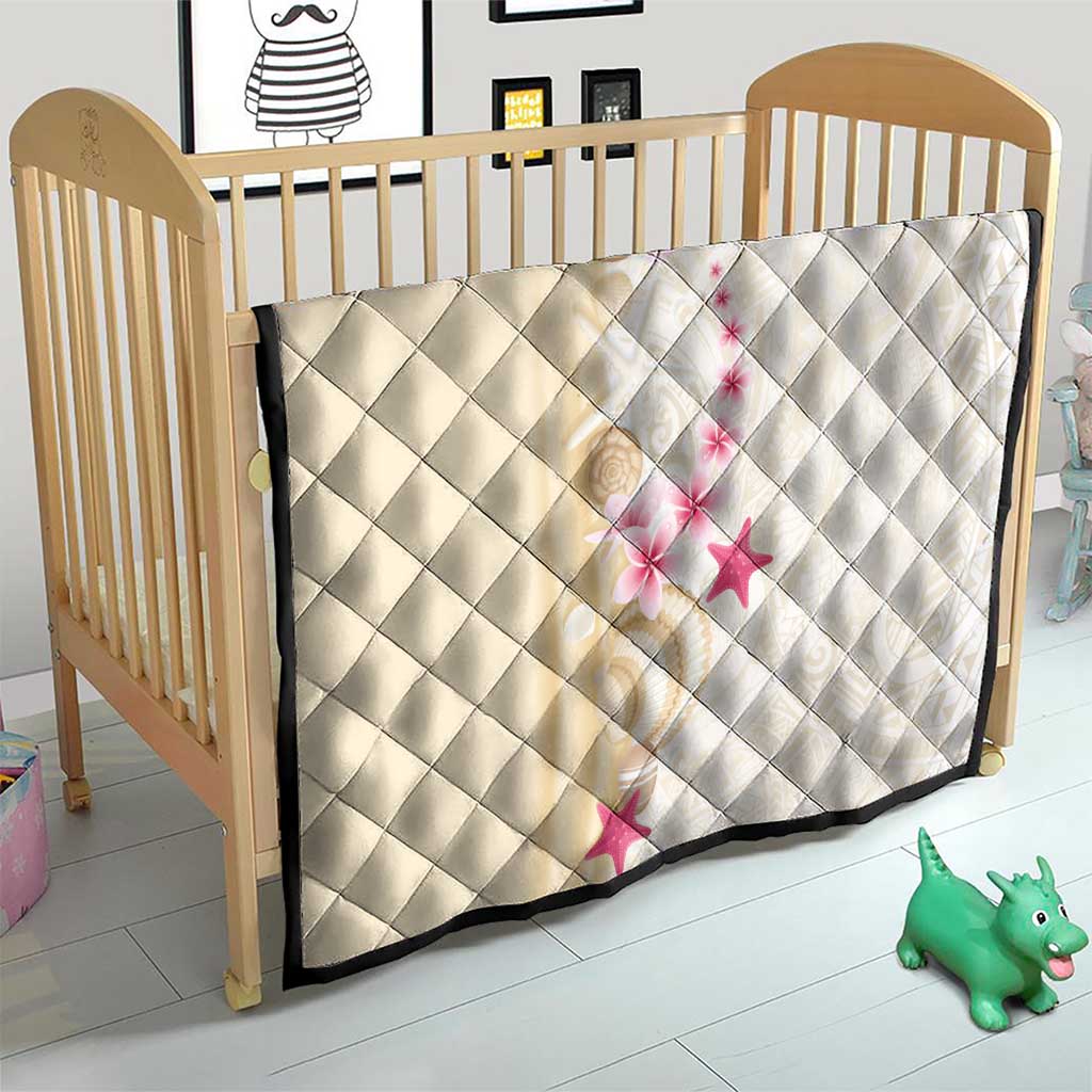 Beige Frangipani Sea Shell Quilt Starfish Polynesian Pattern - Polynesian Pride