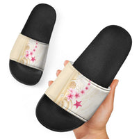 Beige Frangipani Sea Shell Slide Sandals Starfish Polynesian Pattern LT01 - Polynesian Pride