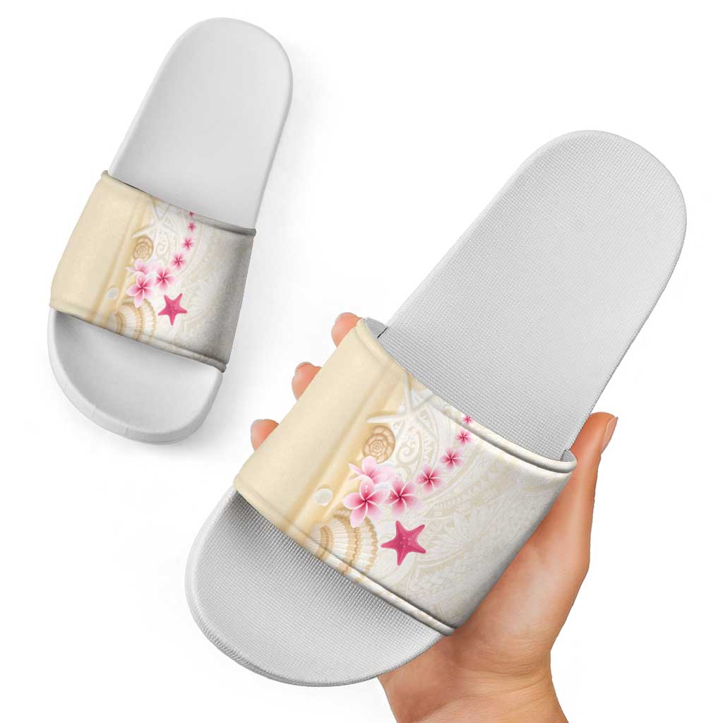 Beige Frangipani Sea Shell Slide Sandals Starfish Polynesian Pattern LT01 - Polynesian Pride