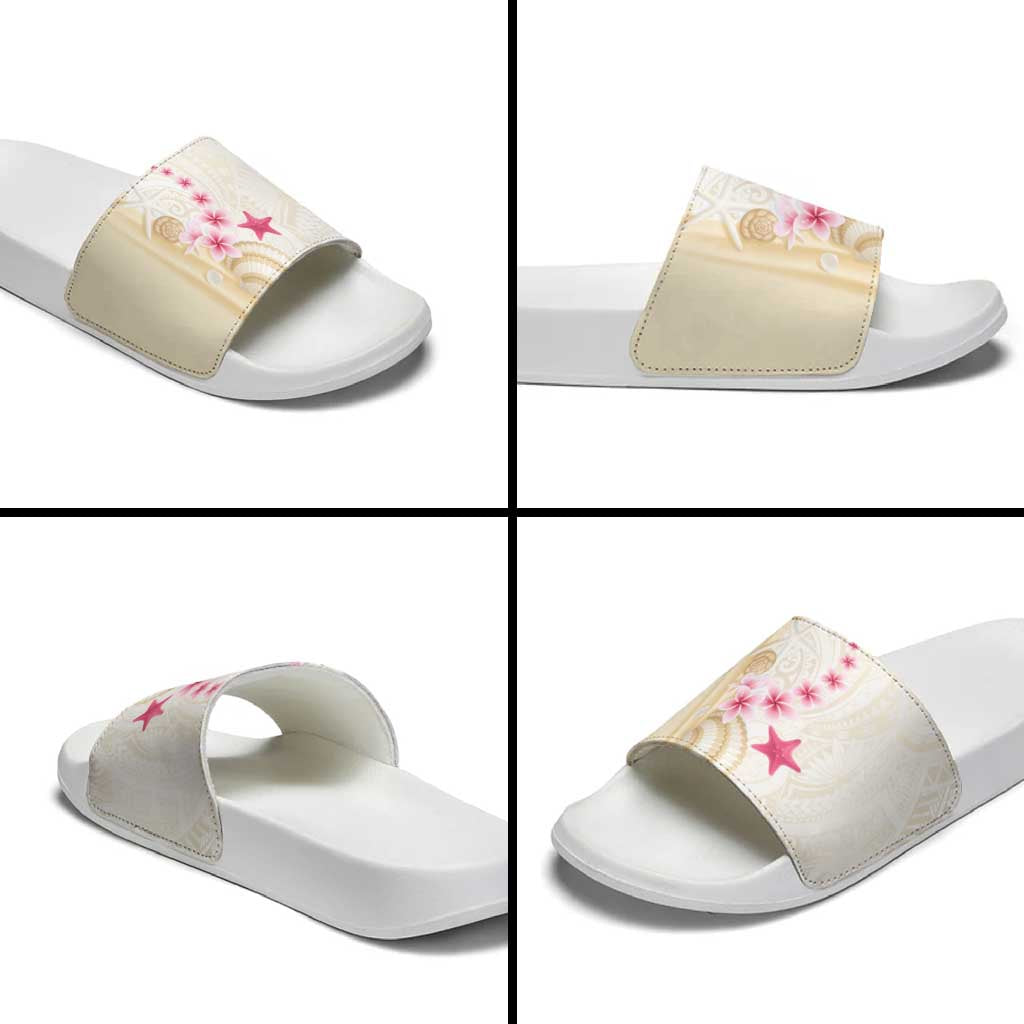 Beige Frangipani Sea Shell Slide Sandals Starfish Polynesian Pattern LT01 - Polynesian Pride