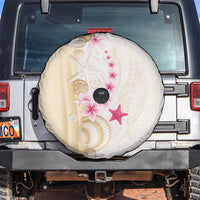 Beige Frangipani Sea Shell Spare Tire Cover Starfish Polynesian Pattern - Polynesian Pride
