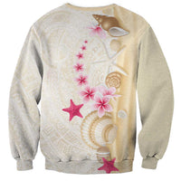 Beige Frangipani Sea Shell Sweatshirt Starfish Polynesian Pattern - Polynesian Pride