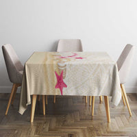 Beige Frangipani Sea Shell Tablecloth Starfish Polynesian Pattern - Polynesian Pride